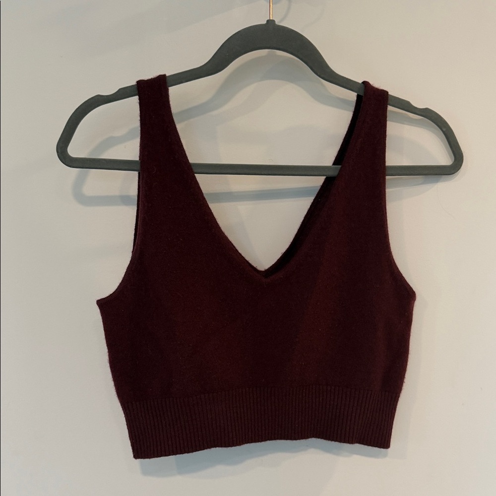 NAADAM Deep Red Knit Crop Top